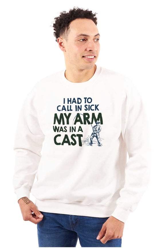 Funny Fishing Cast Pun Fisher Humor Men's Big & Tall Crewneck Sweatshirt Brisco Brands 5X