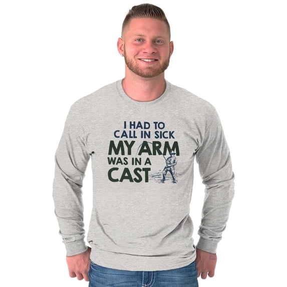 Funny Fishing Cast Pun Fisher Humor Men's Long Sleeve Tee T Shirt Brisco Brands M