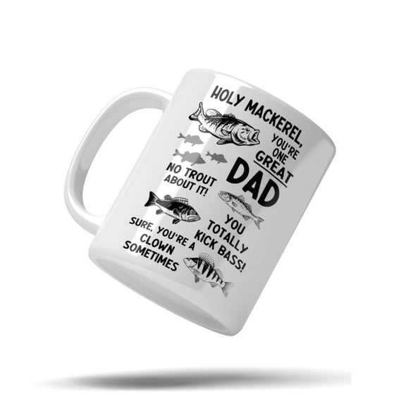 Funny Fishing Dad Mug – “Hooked on Dad” & Fish Puns – Father’s Day Gift from Kids