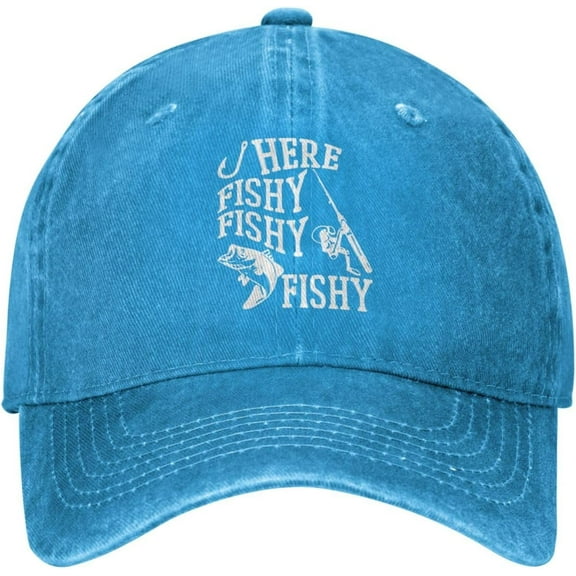 Funny Fishing Hat Here Fishy Fishy Fishy Cap Men Baseball Hats Cute Hat