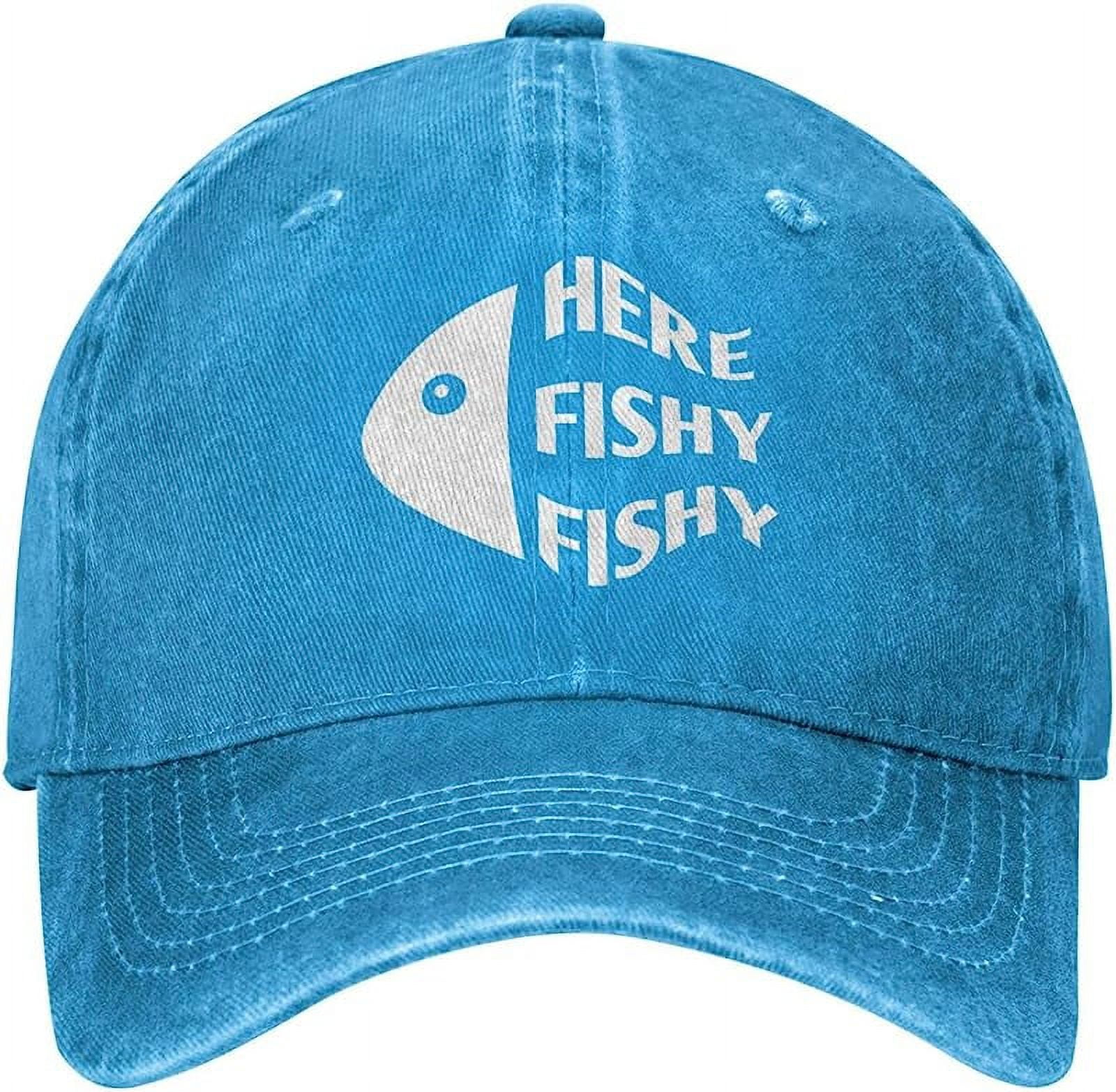 Funny Fishing Hat Here Fishy Fishy Fishy Cap for Men Baseball Hats