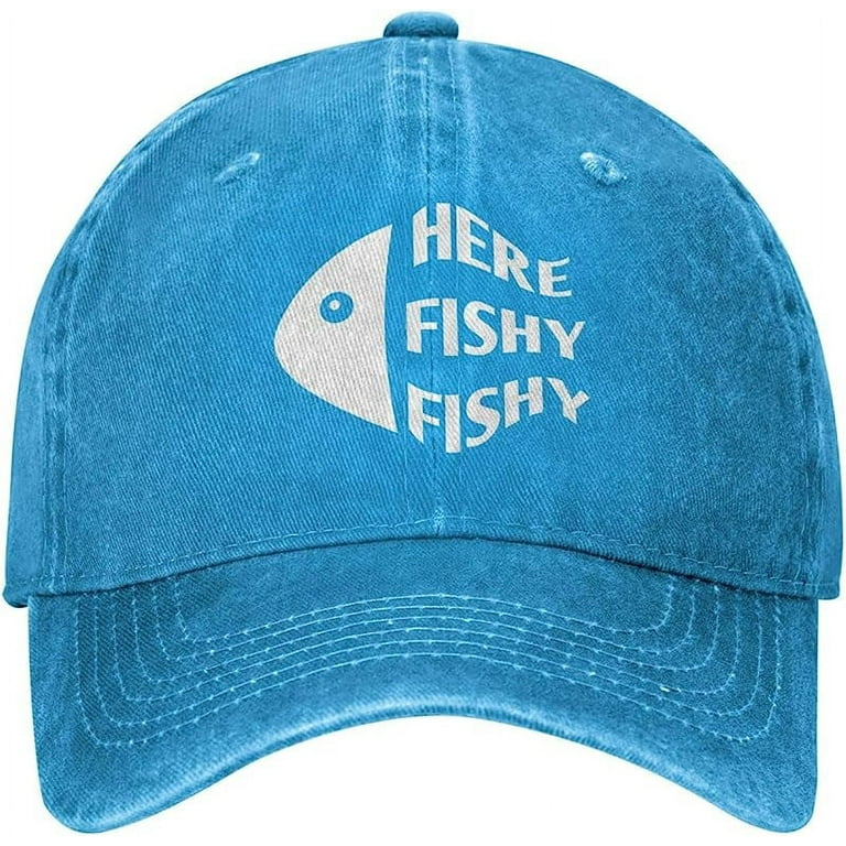 Funny Fishing Hat Here Fishy Fishy Fishy Cap for Men Baseball Hats  Fashionable Hats