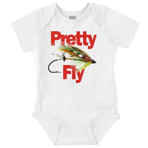 Funny Fishing Humor Pretty Fly Joke Romper Boys or Girls Infant Baby Brisco Brands 24M