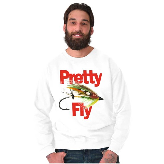Funny Fishing Humor Pretty Fly Joke Unisex Plus Fleece Graphic Sweatshirt Brisco Brands 4X