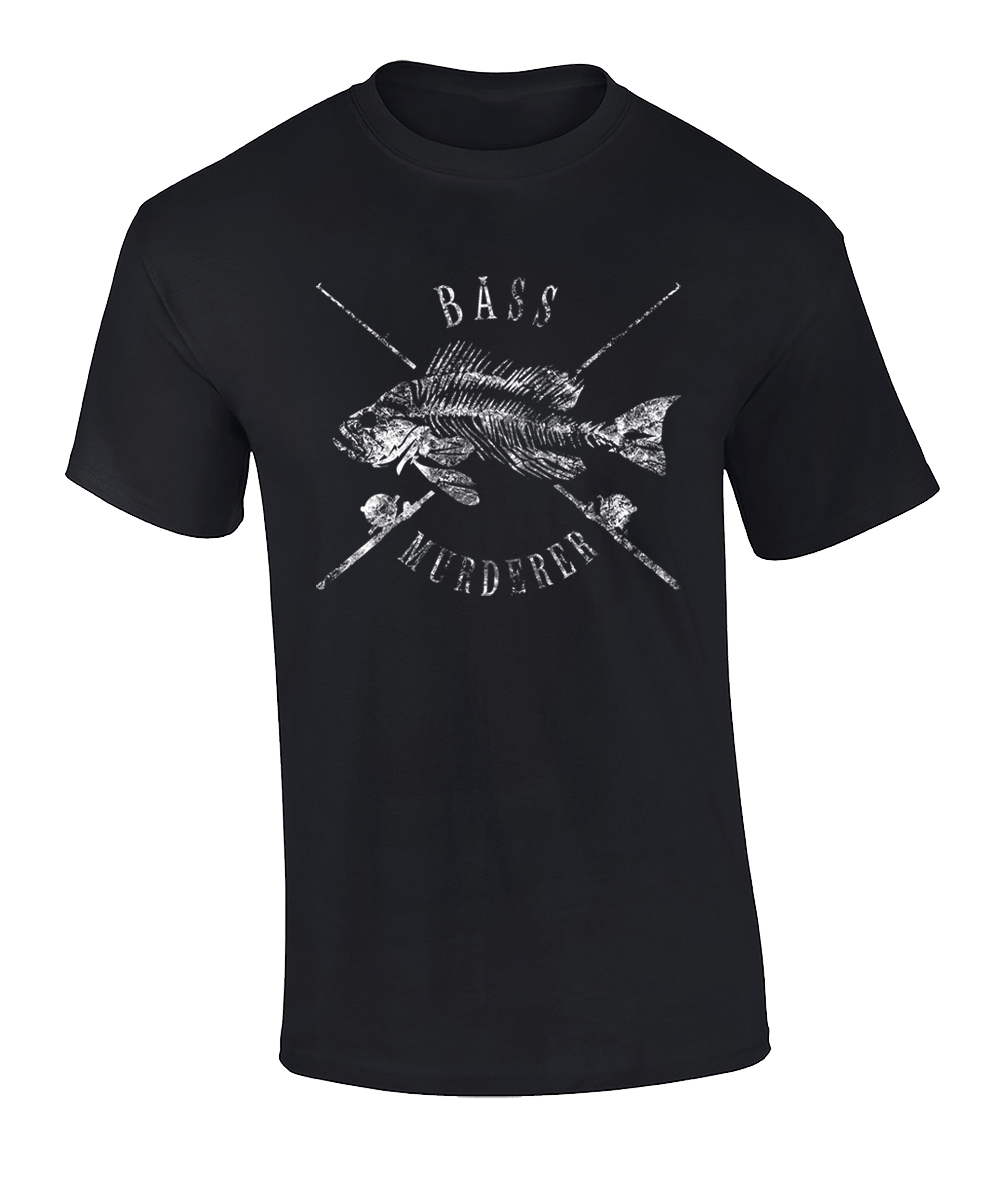 Funny Fishing Parody Bass Murderer Graphic Short Sleeve T-Shirt-XL Black - image 1 of 4