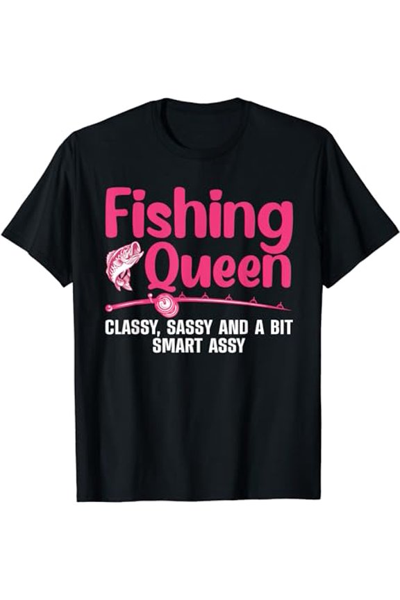 Funny Fishing Queen Design For Women Ladies Fishing Lovers T-Shirt