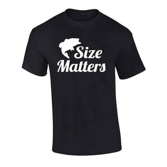 Funny Fishing Size Does Matter Graphic Short Sleeve T-Shirt-Small Black
