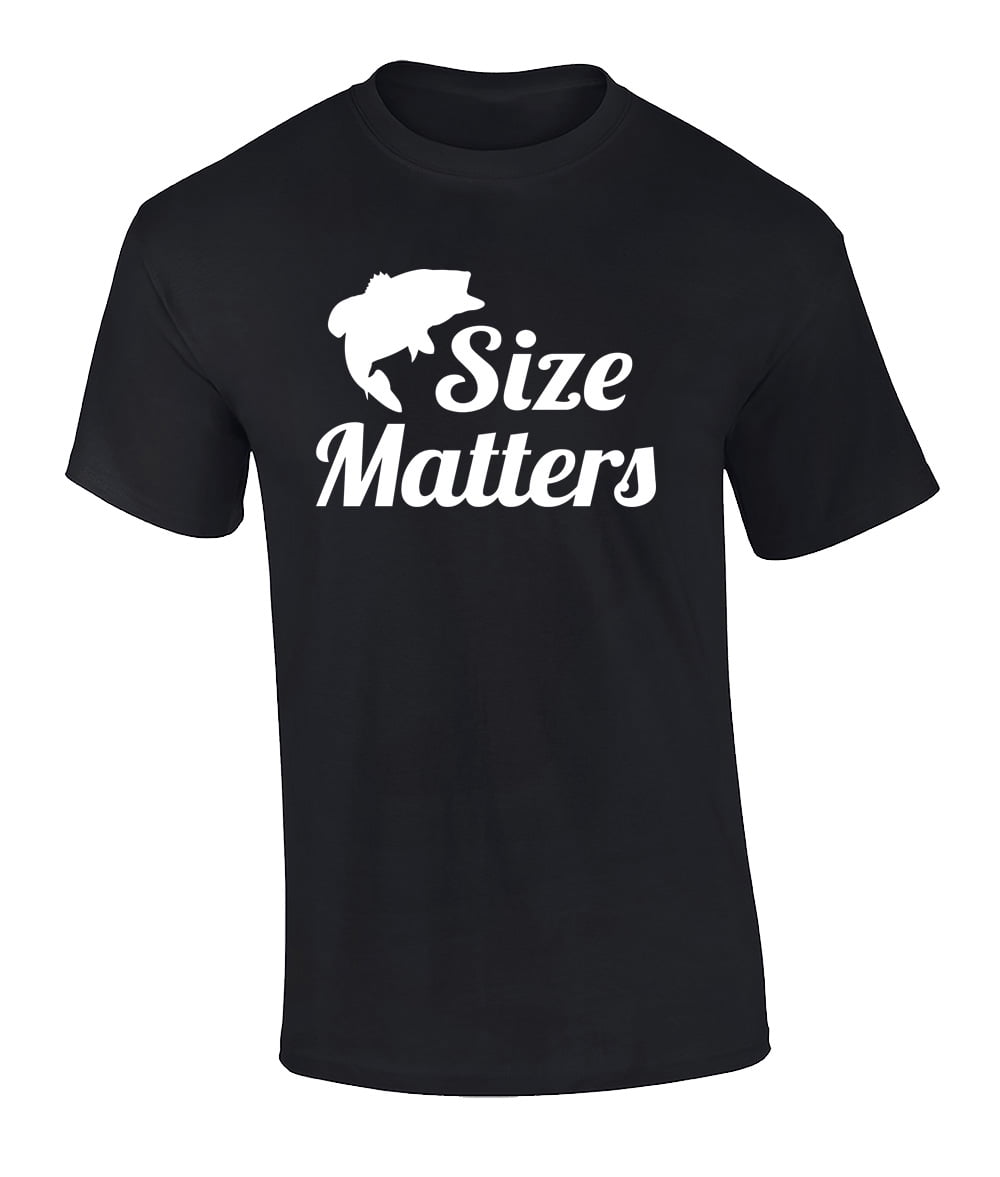 Funny Fishing Size Does Matter Graphic Short Sleeve T-Shirt-Coal-XXXL  Charcoal 