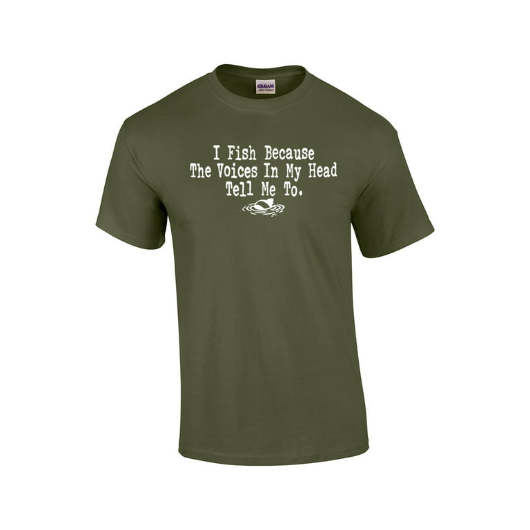 Funny Fishing T-Shirt I Fish Because-military-xl