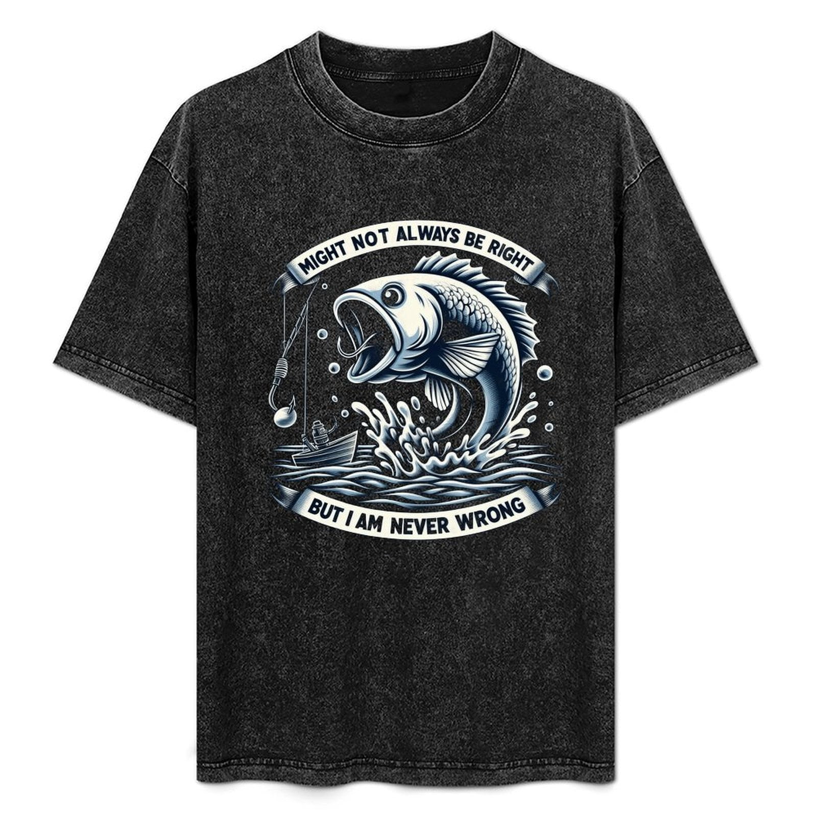 Funny Fishing T-Shirt for Men with Jumping Fish Graphic and Might Not ...