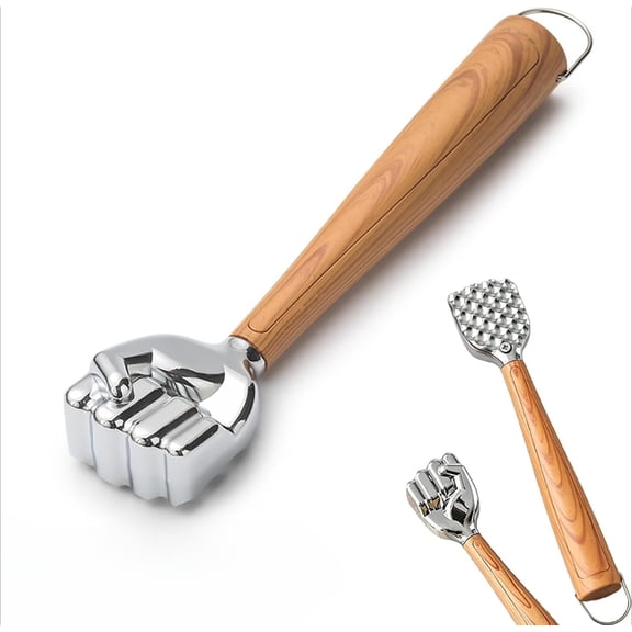 Funny Fist Hammer Meat Tenderizer, Heavy Duty Dual-Sided Mallet Hammer with Non-Slip Plastic Handle, for Tenderizing Steak, Beef, Chicken, Pork, Ideal Gift for Men