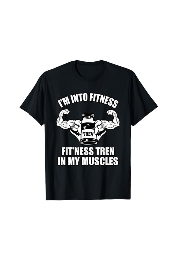 Funny Fitness Motivational T-Shirt with Flexing Arms and Protein Quote for Bodybuilders