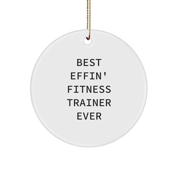 Funny Fitness Trainer Gifts from Friends for Christmas Unique Circle Ornament with Best 'Effin' - Fitness Trainer Quotes for Men and Women
