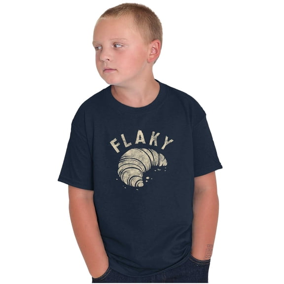 Funny Flaky Croissant Food Joke Crewneck T Shirts Boy Girl Teen Brisco Brands S