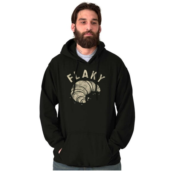 Funny Flaky Croissant Food Joke Unisex Plus Fleece Graphic Hoodie Brisco Brands 5X