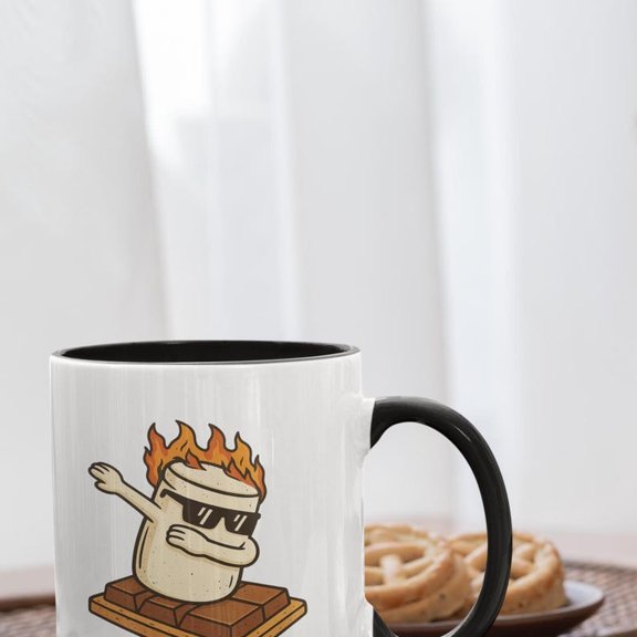 Funny Flaming MarS1H1Mallow Dab Mug S'mores C1Ampfire Humor Cup