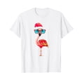 thumbnail image 1 of Funny Flamingo Christmas Santa Hat Sunglasses Summer Beach T-Shirt, 1 of 5