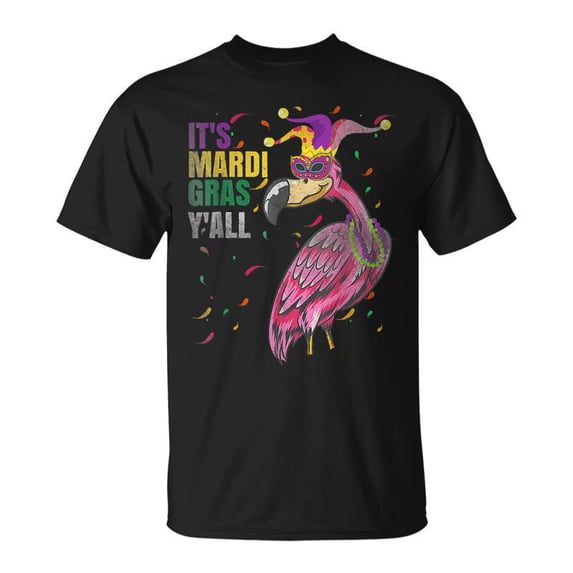 Funny Flamingo Jester Hat Beads Mask Its Mardi Gras Yall Men Women ...