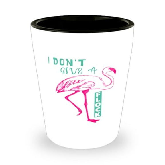 Funny Flamingo Shot Glass - "I Don't Give A Flock" 1.5oz Mini Glassware