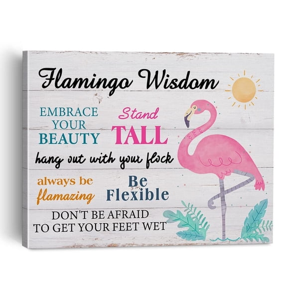 Funny Flamingo Sign Canvas Painting Framed Wall Art Decor for Living Room Bedroom, Rustic Watercolor Art Canvas Poster Wall Prints Decorative