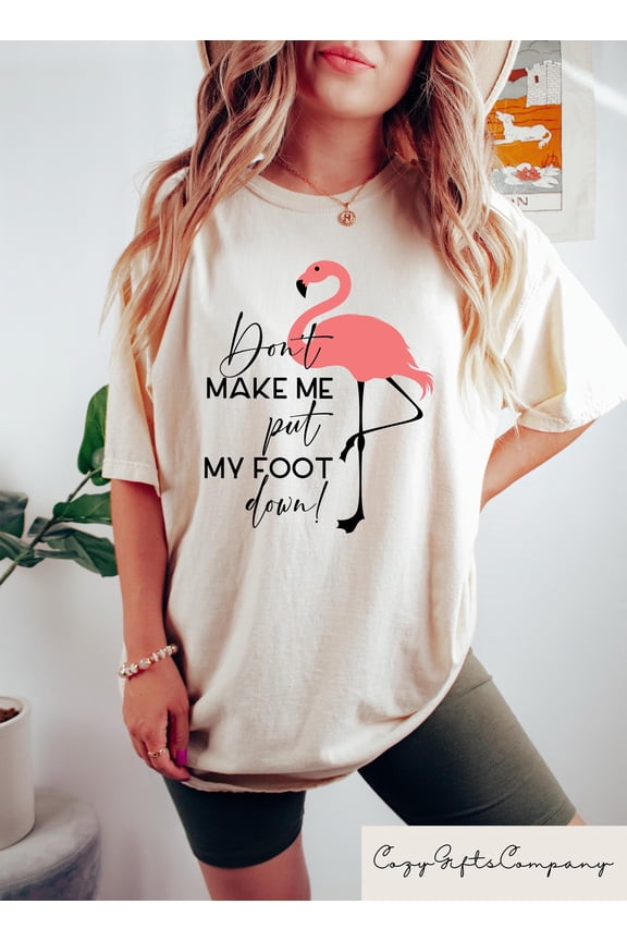 Funny Flamingo T-shirt, Don't Make Me Put My Foot Down Flamingo Shirt, Sarcastic Women Sweatshirt, Flamingo Lover Gift, Cute Flamingo Tee