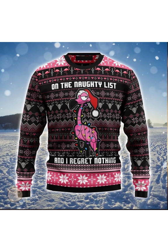 Funny Flamingo Ugly Christmas Sweater: Custom Holiday Pullover