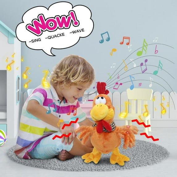 Funny Flapping Chicken Duckling Frog Toys - Battery Operated Singing & Moving Animal Toys, Eco-Friendly PP & Flannel, Great Gift for All Ages