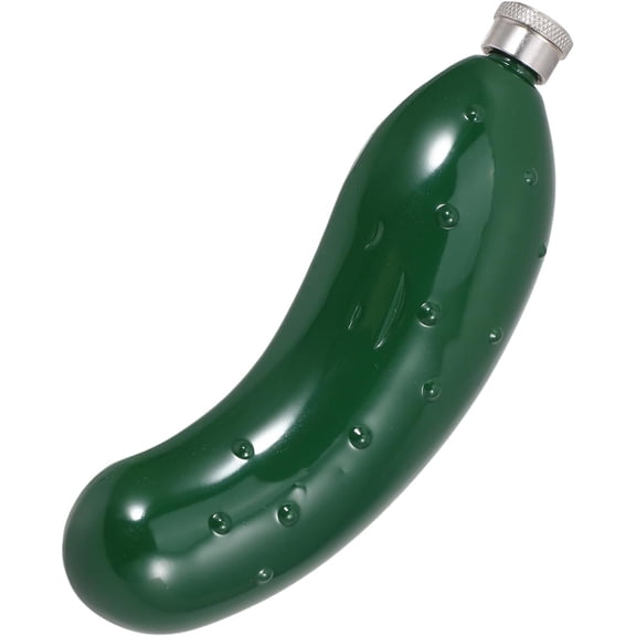 Funny Flask for Men Women: 5oz Cucumber Stainless Steel Flask Novelty Leak Proof Screw Cap Portable Travel Jug for Camping Party
