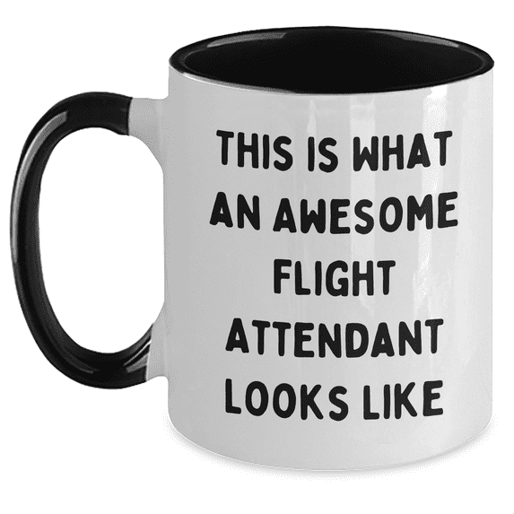 Funny Flight Attendant Gifts from Friends, Coworkers, or Family - This Is What An Awesome Flight Attendant Looks Like, Flight Attendant Two Tone Coffee Mug for Graduation