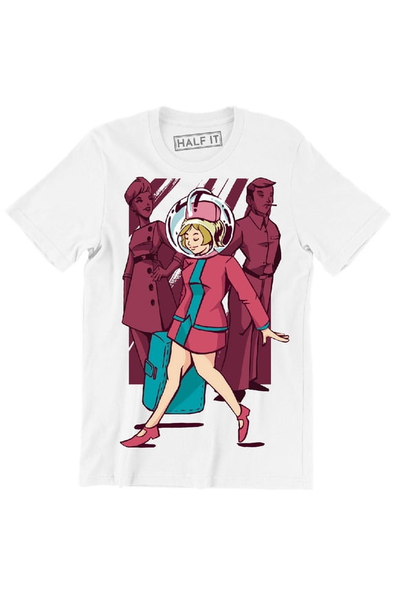 Funny Flight Attendant In A Retro Style Stewardess Men's T-Shirt