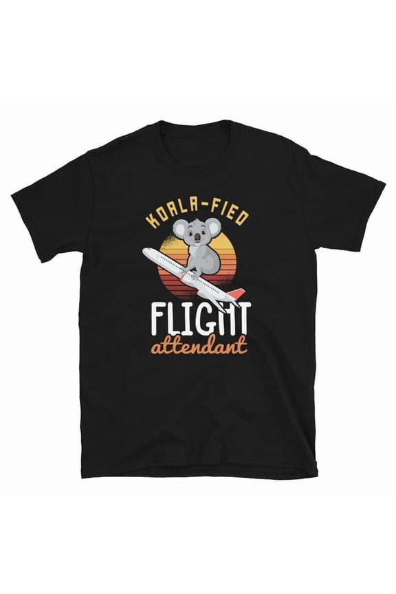 Funny Flight Attendant Shirt Koala Lover Gift Cabin Crew Graphic Tee,for men and women up to 5XL