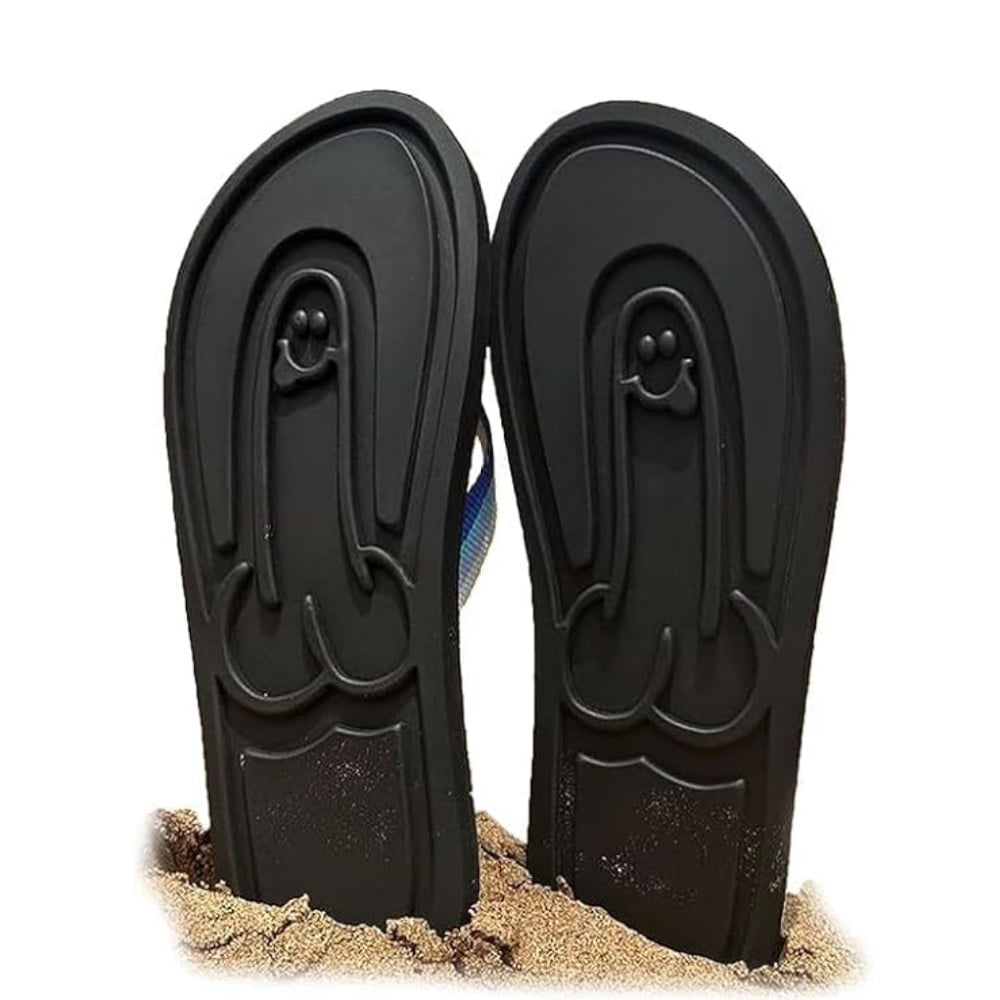 Funny Flip-flops, Hidden Pattern Flops, Spoof Funny Novelty Men's Beach 