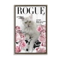 thumbnail image 1 of Funny Floral Cat Magazine Brown Framed Floater Canvas Wall Art, design by Sasha, 1 of 8