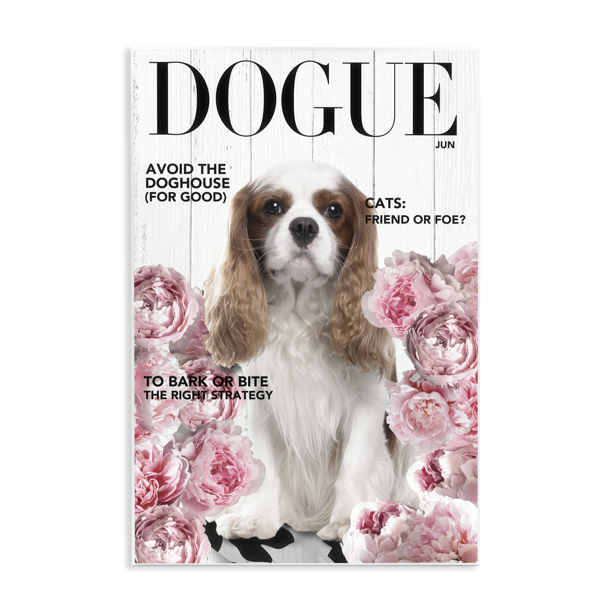 Funny Floral Dog Magazine Wall Plaque Art, design by Sasha