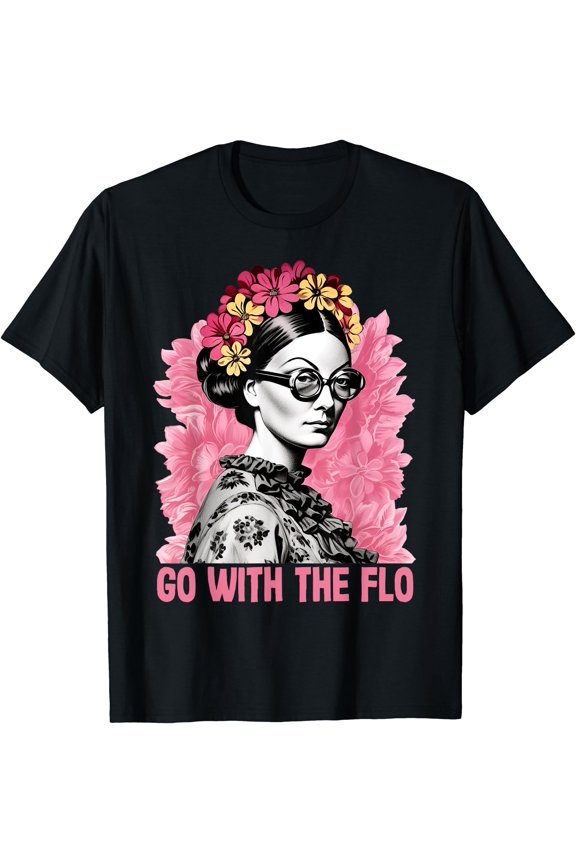 Funny Floral Nurse T-Shirt - Go With The Flo Design for Healthcare Professionals