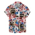 thumbnail image 1 of Funny Floral Tropical Patriotic Raccoon Hawaiian Shirt For Men Aloha Mens Hawaiian Shirts Short Sleeve Button Down Shirt Men, 1 of 7