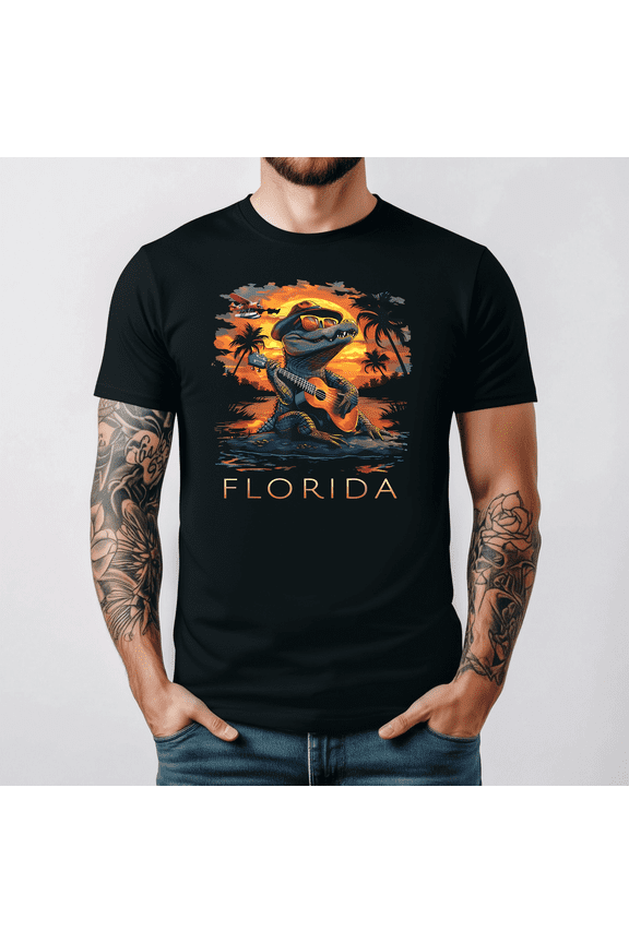 Funny Florida Vacation Cool Alligator Souvenir Unisex Graphic Tee V15628,for men and women up to 5XL