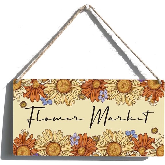 Funny Flower Signs Gift Farmhouse Flower Market Wooden Hanging Sign Rustic Wall Art Home Bathroom Decoration 10x5 Inch
