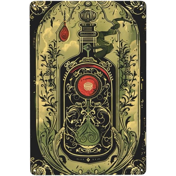 Funny Flower Wine Bottle Tin Sign,Vintage Art Metal Signs Wall Decor Poster,For Bar,Pub,Man Cave,Cafe,Unique Artistic Plaque,Practical Decorative Gift For Drinking Enthusiasts,8X12 Inch