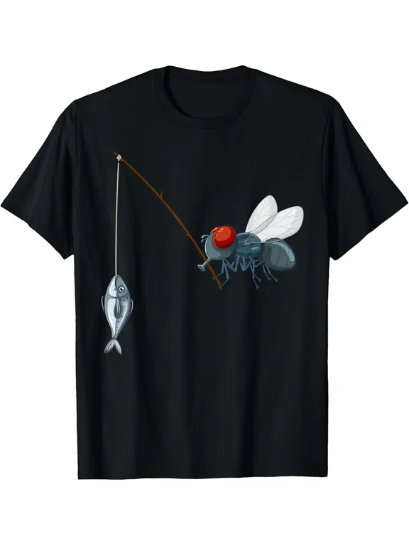 Funny Fly Fishing Cartoon Pun Illustration T-Shirt