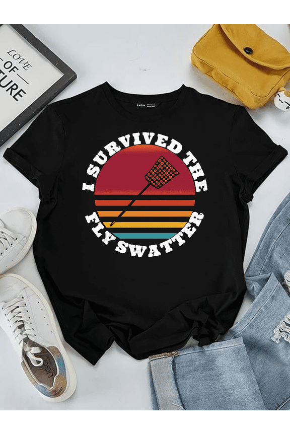 Funny Fly Swatter Survivor Retro Style Gag Gift Graphic Unisex T-Shirt V12373 up to Size 5XL