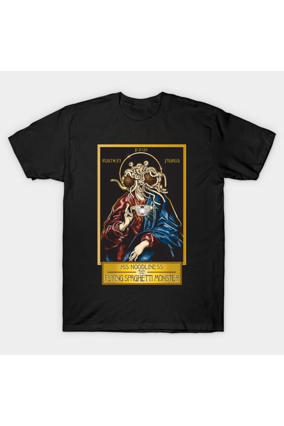 Funny Flying Spaghetti Monster Pastafarian Artwork Print, K10763 Unisex T-Shirt – Extended Sizes Up to 5XL