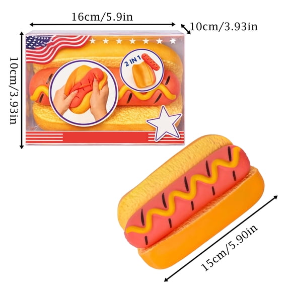 Funny Food Hot Dog Fidget Squishy Toy, 2 In 1 Detachable Design Slow Rising Squeeze Toy, Realistic Hot Dog Stress Relief Prank Toy