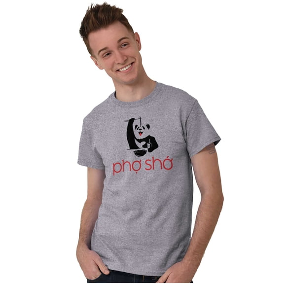 Funny Food Noodle Pun Pho Sho Panda Men's Graphic T Shirt Tees Brisco Brands S