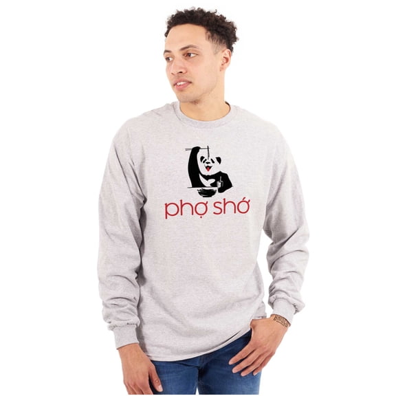 Funny Food Noodle Pun Pho Sho Panda Plus Size Long Sleeve Graphic Tee Shirt Brisco Brands 3X
