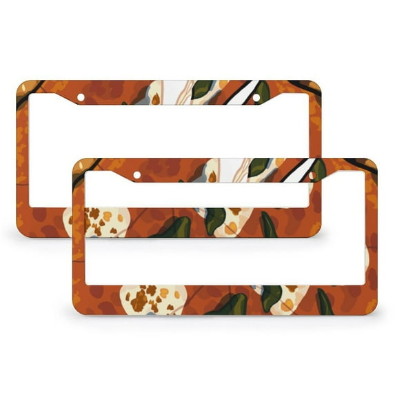 Funny Food Pizza Realistic Print License Plate Frame 2 Pack Funny Food Sausage Cheese Car Accessories Fits All Car 2 Hole Aluminum License Plate Cover