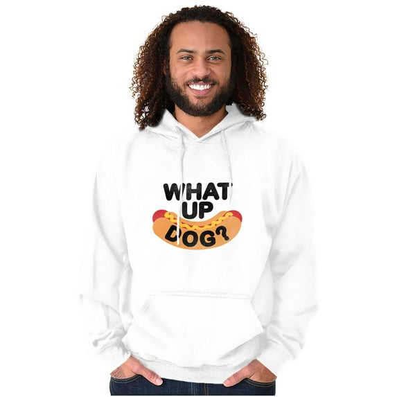 Funny Food Pun Joke What Up Dog Hoodie Sweatshirt Women Men Brisco Brands M
