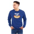 thumbnail image 1 of Funny Food Pun Joke What Up Dog Plus Size Long Sleeve Graphic Tee Shirt Brisco Brands 2X, 1 of 5