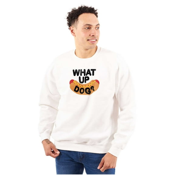 Funny Food Pun Joke What Up Dog Unisex Plus Fleece Graphic Sweatshirt Brisco Brands 4X