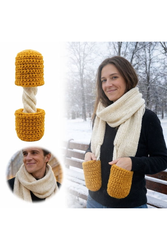 Funny Food Scarf Mozzarella Stick Scarf with Hand Pockets, Novelty Winter Neck Scarf Warm Knit Long Scarf, Food Theme Scarf for Winter Fashion Food Lovers Outdoor Travel